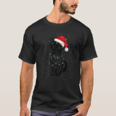 サンタ帽子とクリスマスライト付きビルマ猫クリスマス Tシャツ (正面)
