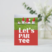 サンタ帽子とゴルフボールクリスマス招待状 ポストカード (スタンド正面)