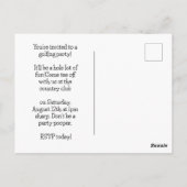 サンタ帽子とゴルフボールクリスマス招待状 ポストカード (裏面)