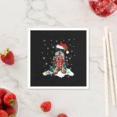 サンタ帽子と可愛いシュナウツァークリスマスライト スタンダードカクテルナプキン (インサイチュ)