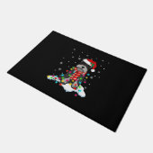 サンタ帽子と可愛いシュナウツァークリスマスライト ドアマット (アングル)