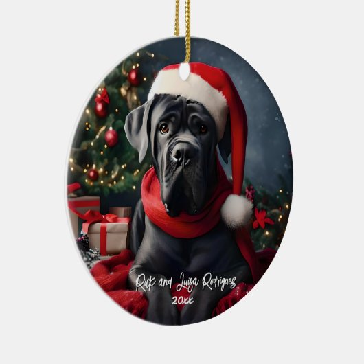 サンタ帽子と美しい杖のコルソ セラミックオーナメント (右)