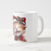 サンタ帽子と蝶ネクタイが可愛いクリスマス猫 ジャンボコーヒーマグカップ (正面右)