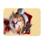 サンタ帽子と蝶ネクタイが可愛いクリスマス猫 マグネット (横)