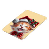 サンタ帽子と蝶ネクタイが可愛いクリスマス猫 マグネット (左側)