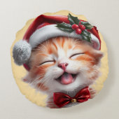 サンタ帽子と蝶ネクタイが可愛いクリスマス猫 ラウンドクッション (裏面)