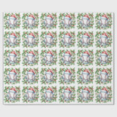 サンタ帽子と野球のクリスマス ラッピングペーパー (フラット)