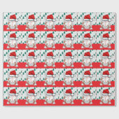 サンタ帽子と野球のクリスマス ラッピングペーパー (フラット)