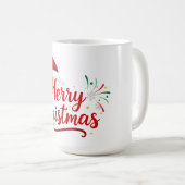 サンタ帽子と雪のメリークリスマス・タイポグラフィ コーヒーマグカップ (正面右)