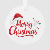 サンタ帽子と雪のメリークリスマス Typography オーナメント (裏面)