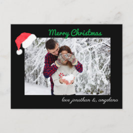 サンタ帽子と鹿のカスタム写真 ポストカード