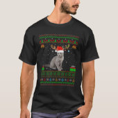 サンタ帽子にマッチする醜いロシアの青い猫のクリスマス Tシャツ (正面)