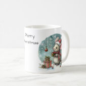 サンタ帽子のかわいい包まれたネズミ コーヒーマグカップ (正面右)