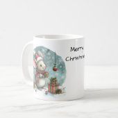 サンタ帽子のかわいい包まれたネズミ コーヒーマグカップ (正面左)