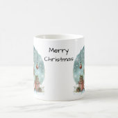 サンタ帽子のかわいい包まれたネズミ コーヒーマグカップ (中央)