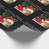 サンタ帽子のオレンジキャットクリスマスラッピング紙 ラッピングペーパー (角)
