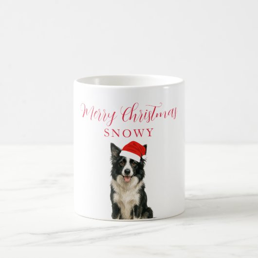 サンタ帽子のカスタム犬 クリスマス コーヒーマグカップ (中央)
