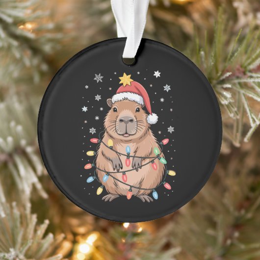 サンタ帽子のカピバラ クリスマスイルミネーション ツリー オーナメント (ツリー)