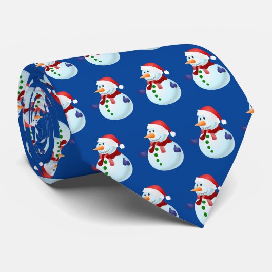 サンタ帽子のクリスマスの雪だるま ネクタイ (ロール)