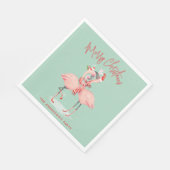 サンタ帽子のクリスマスを持つ熱帯ピンクのフラミンゴ スタンダードランチョンナプキン (角)