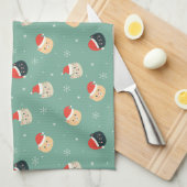サンタ帽子のクリスマスキャッツ キッチンタオル (四つ折り)