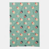 サンタ帽子のクリスマスキャッツ キッチンタオル (縦)