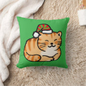 サンタ帽子のクリスマスキャット - 猫好きのためのデザイン クッション (ブランケット)