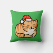 サンタ帽子のクリスマスキャット - 猫好きのためのデザイン クッション (裏面)