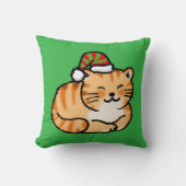 サンタ帽子のクリスマスキャット - 猫好きのためのデザイン クッション (正面)