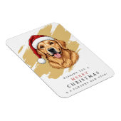 サンタ帽子のクリスマスゴールデンレトリバー犬 マグネット (右側)