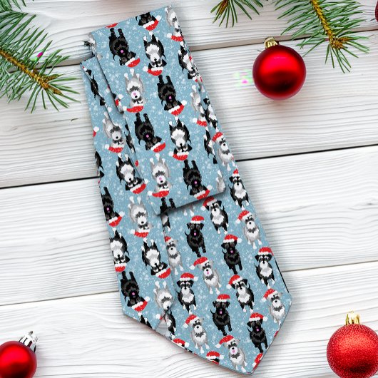 サンタ帽子のクリスマスシュノーザーズライトブルー ネクタイ