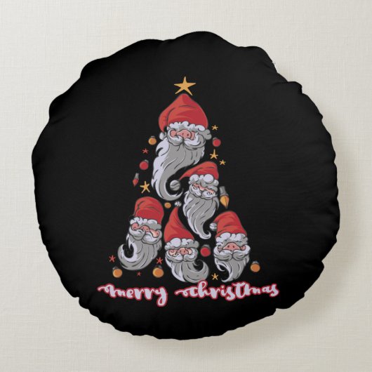 サンタ帽子のクリスマスツリーのノーム ラウンドクッション (裏面)