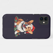 サンタ帽子のクリスマスハッピーコーギとホリー Case-Mate iPhoneケース (裏面(横))
