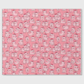 サンタ帽子のクリスマスピッグかわいい動物 ラッピングペーパー (フラット)