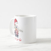 サンタ帽子のクリスマスフォト Ho Ho Ho コーヒーマグカップ (正面左)