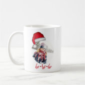 サンタ帽子のクリスマスフォト Ho Ho Ho コーヒーマグカップ (左)
