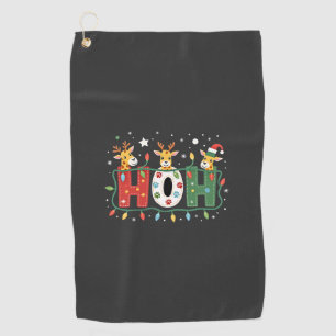 サンタ帽子のクリスマス キリン Ho Ho Ho ゴルフタオル
