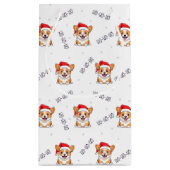 サンタ帽子のコーギスのクリスマスパターン スモールペーパーバッグ (裏面)