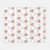 サンタ帽子のコーギスのクリスマスパターン フリースブランケット (正面(横))