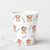 サンタ帽子のコーギスのクリスマスパターン 紙コップ (裏面)