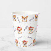 サンタ帽子のコーギスのクリスマスパターン 紙コップ (左)