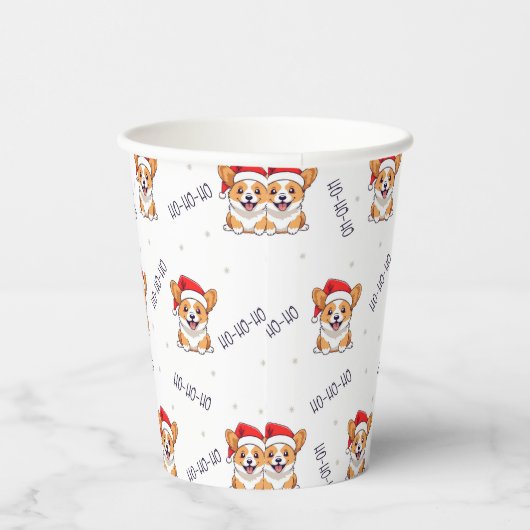 サンタ帽子のコーギスのクリスマスパターン 紙コップ (右)