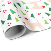 サンタ帽子のチワワ犬クリスマスホワイト ラッピングペーパー (ロールコーナー)