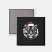 サンタ帽子のトラ クリスマス Xmas 愛好家 動物園飼育員 マグネット (正面/裏面)