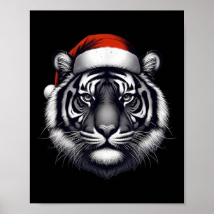 サンタ帽子のトラ クリスマス Xmas 愛好家 動物園 管理人 ポスター