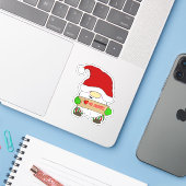 サンタ帽子のノーム クリスマス シール (ノートパソコンとiPhone)