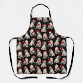 サンタ帽子のパグのクリスマスパターン エプロン (正面)