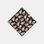 サンタ帽子のパグのクリスマスパターン スタンダードカクテルナプキン (角)