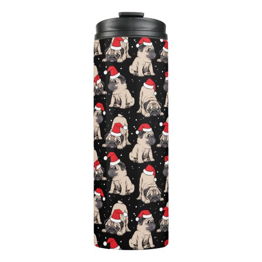 サンタ帽子のパグのクリスマスパターン タンブラー (正面)