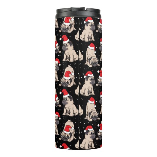 サンタ帽子のパグのクリスマスパターン タンブラー (裏面)